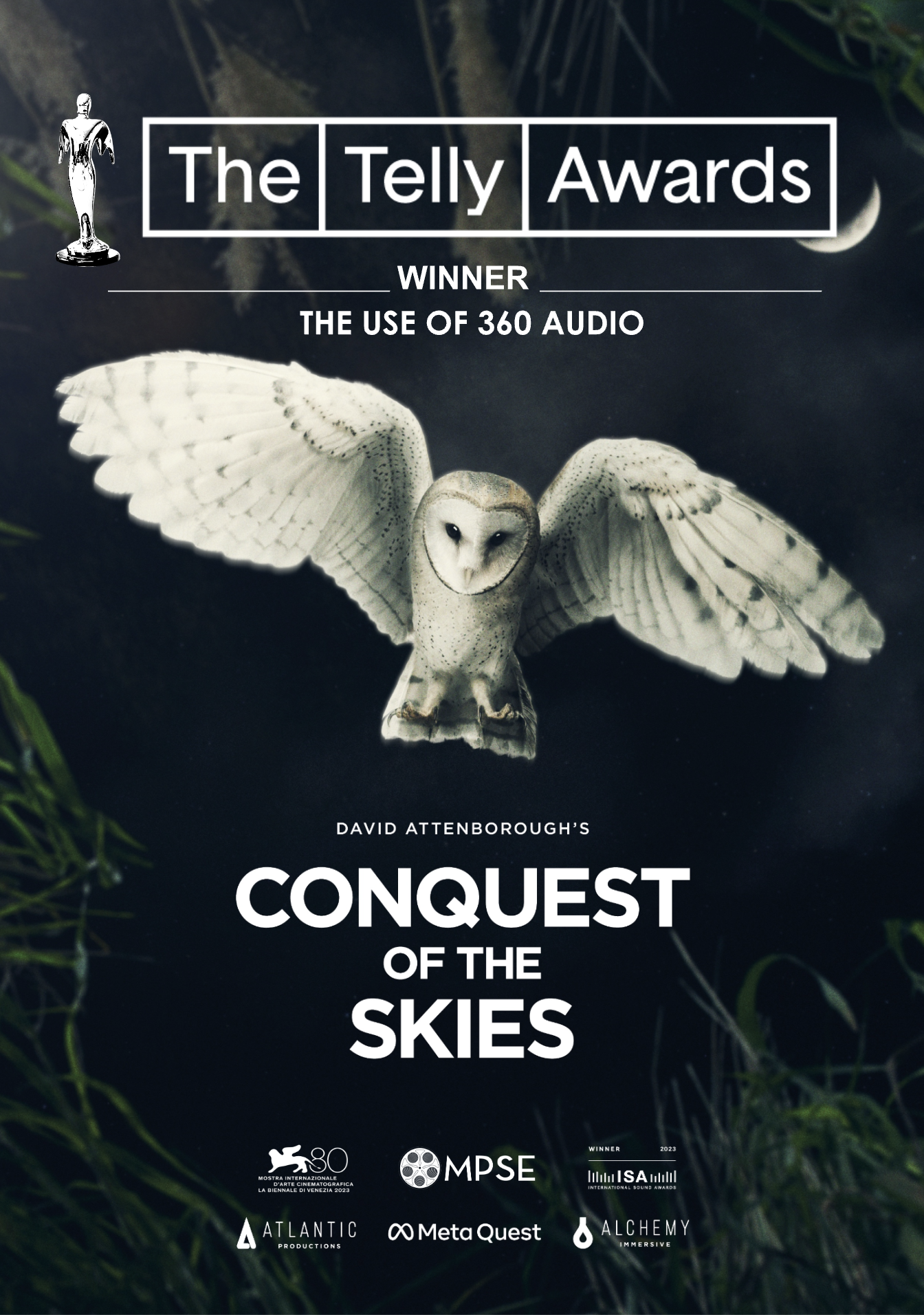 David Attenborough’s Conquest of the Skies 3-part VR series has just won The 45th Annual Telly Awards in the Use of 360 Audio Category.