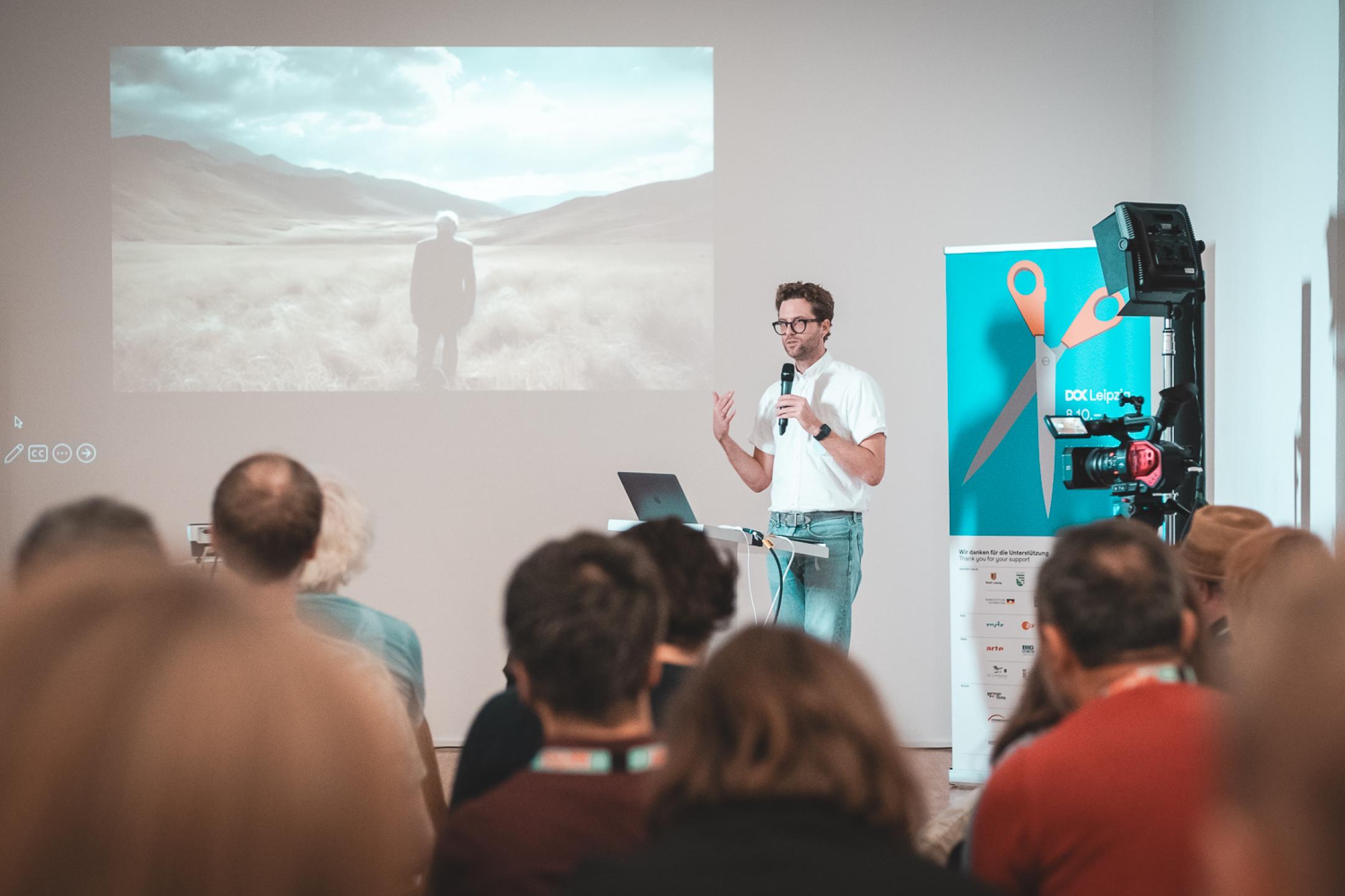 Our Head of Audio Experience Oliver Kadel at the DOK Exchange XR Conference in Leipzig, Germany opening with a keynote presentation on Spatial Audio in Immersive Storytelling